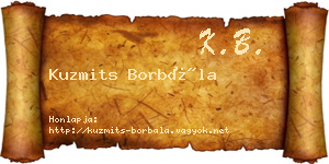 Kuzmits Borbála névjegykártya